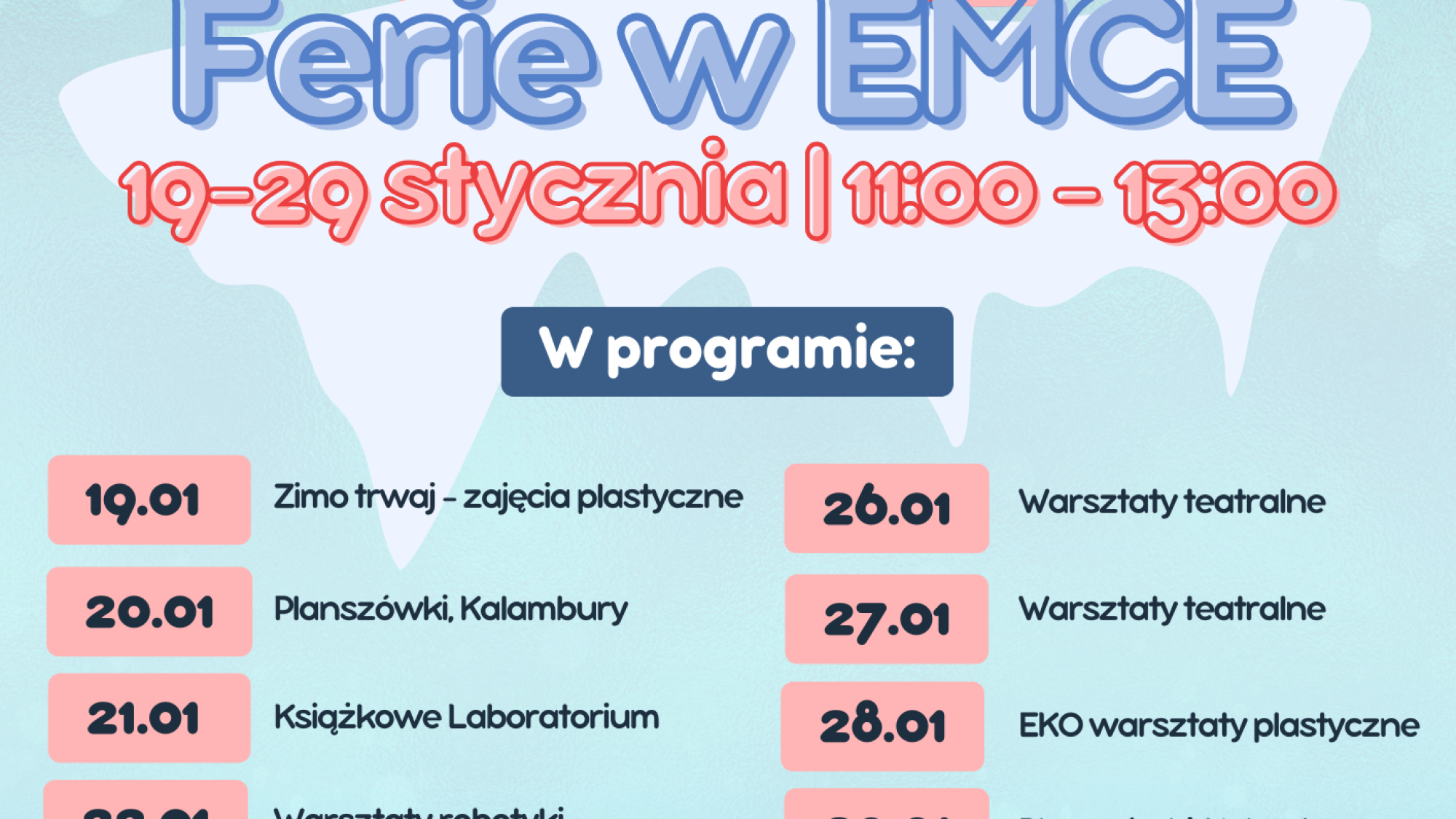 Niebieski i Biały Zabawny Ferie Zimowe Plakat A3